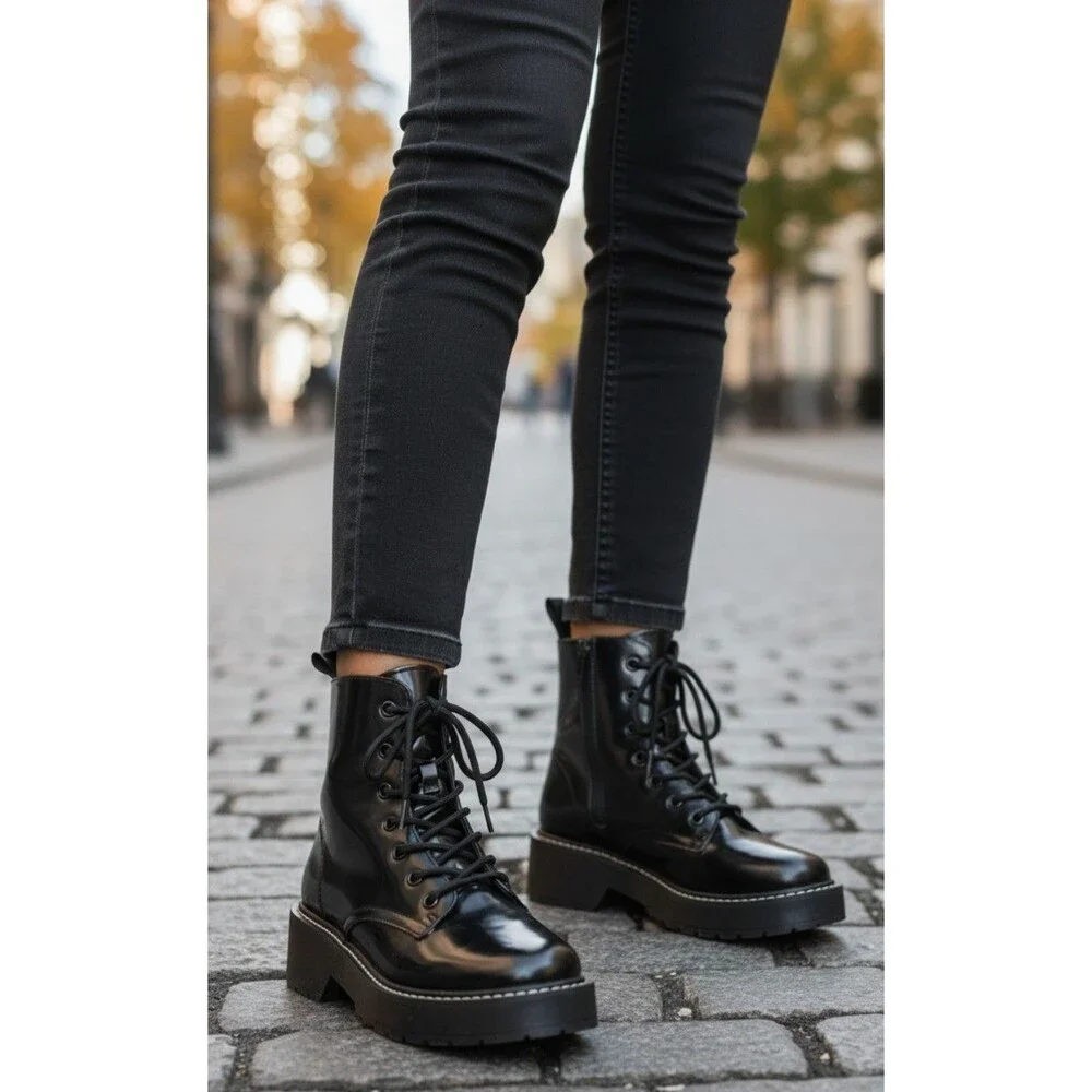 Madden Girl Women's Combat Boots Black Size 5 1/2